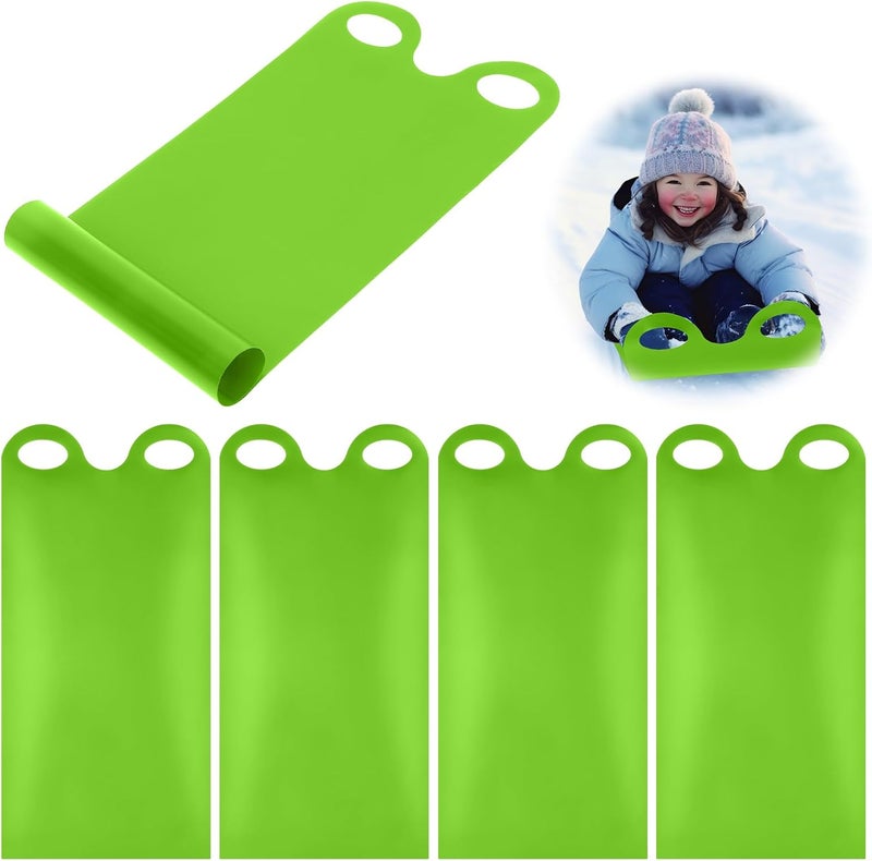 Poen 4 Pcs Snow Sled for Kids and Adult Snow Slides Roll up Sled 36.2 Inch Plastic Sledding Snowboard with 2 Handles Lightweight High Speed Equipment - Image 1